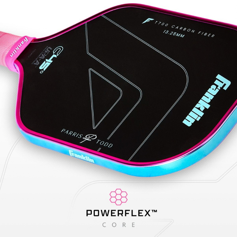 Franklin C45 Parris Todd Signature Carbon Fiber 13.25mm Pickleball Paddle - Hot Pink/Surf Blue
