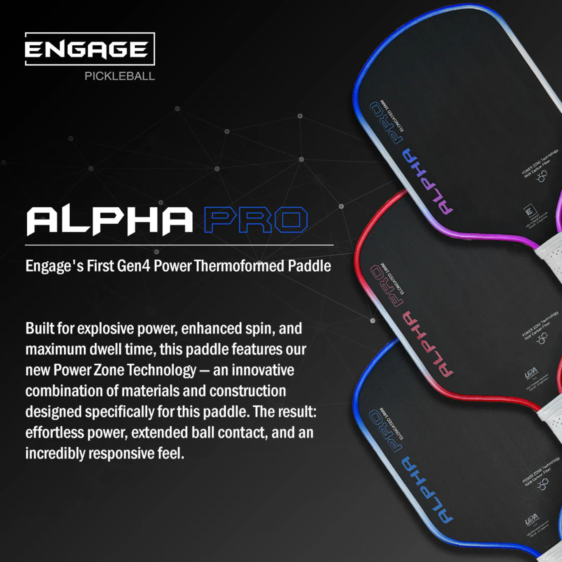 Engage Alpha Pro 16mm Elongated Pickleball Paddle