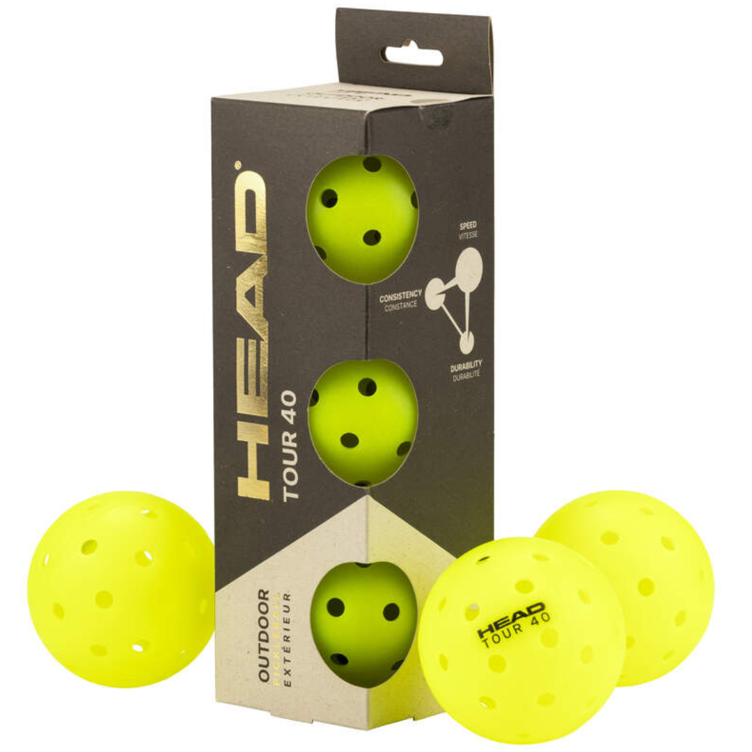 Head 3B Tour 40 Outdoor Pickleball Ball 3 Pack - Green