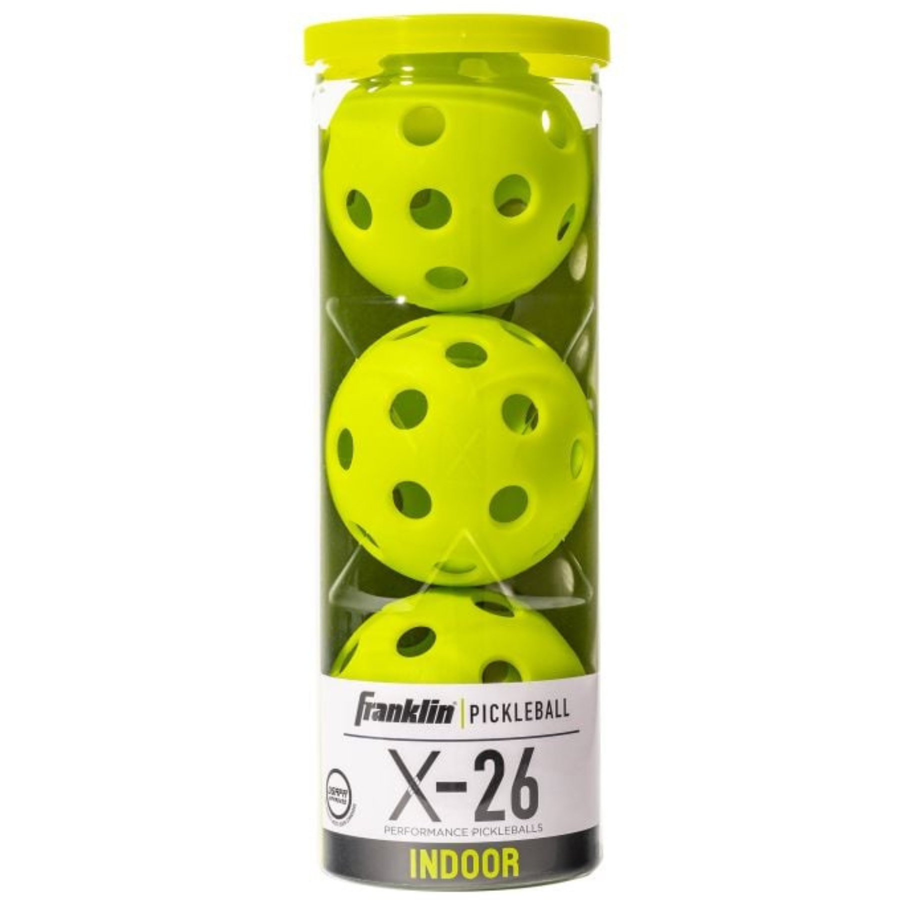 Franklin X-26 Indoor 3 Pack Tube Pickleballs - Lime Green