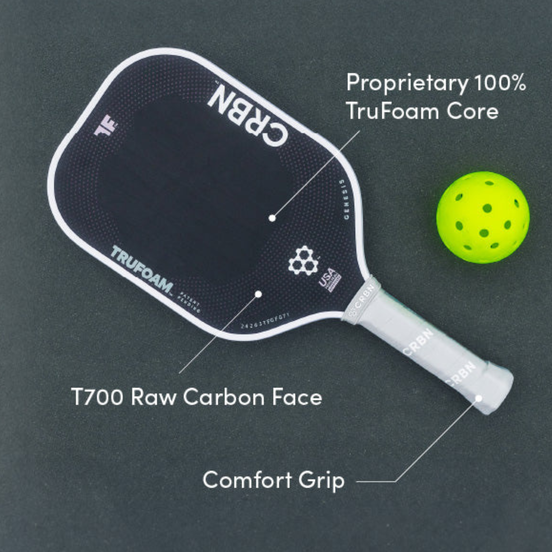 CRBN¹ TruFoam Genesis Elongated Long Handle Pickleball Paddle