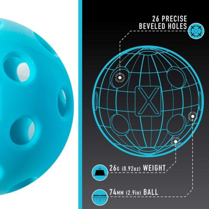 Franklin X-26 Indoor 12 Pack Box Pickleballs - Blue