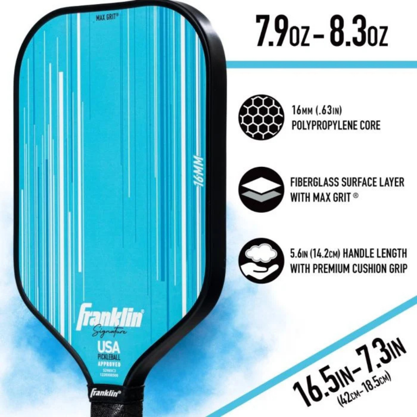 Franklin Signature Series Fiberglass 16mm with Maxgrit Pickleball Paddle