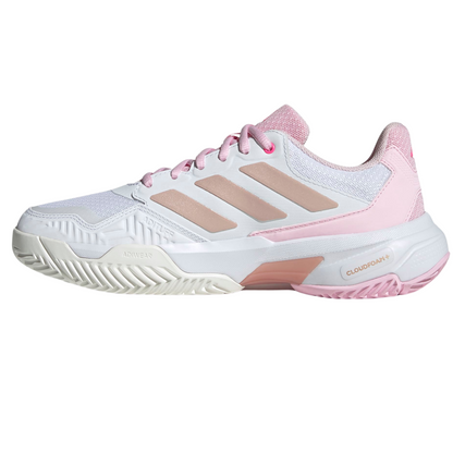 Adidas Courtjam Control 3 Women Tennis Shoes - White/Silver Metallic/Lucid Pink