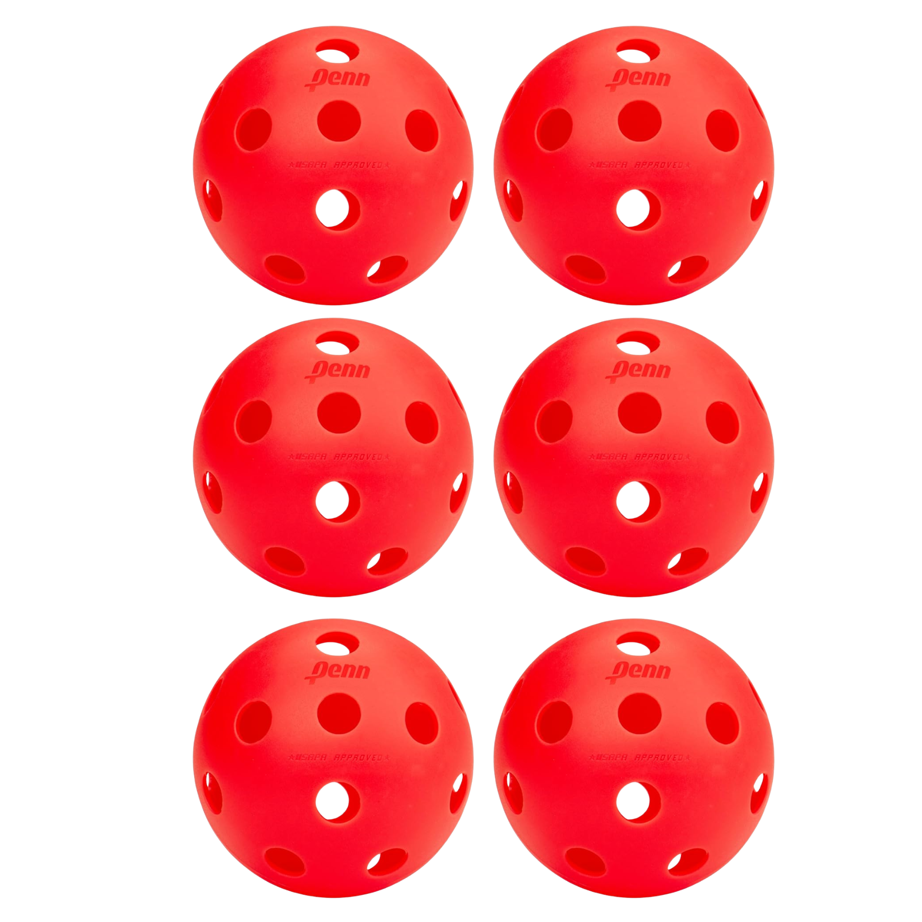 Penn 26 Indoor Pickleball 6 Pack - Hot Lava Red