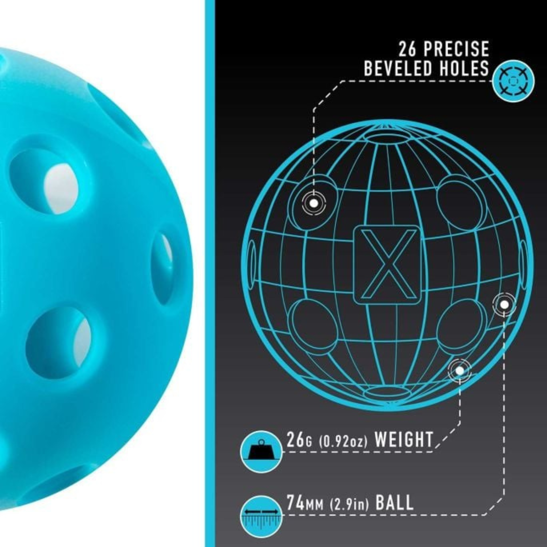 Franklin X-26 Indoor 3 Pack Tube Pickleballs - Blue