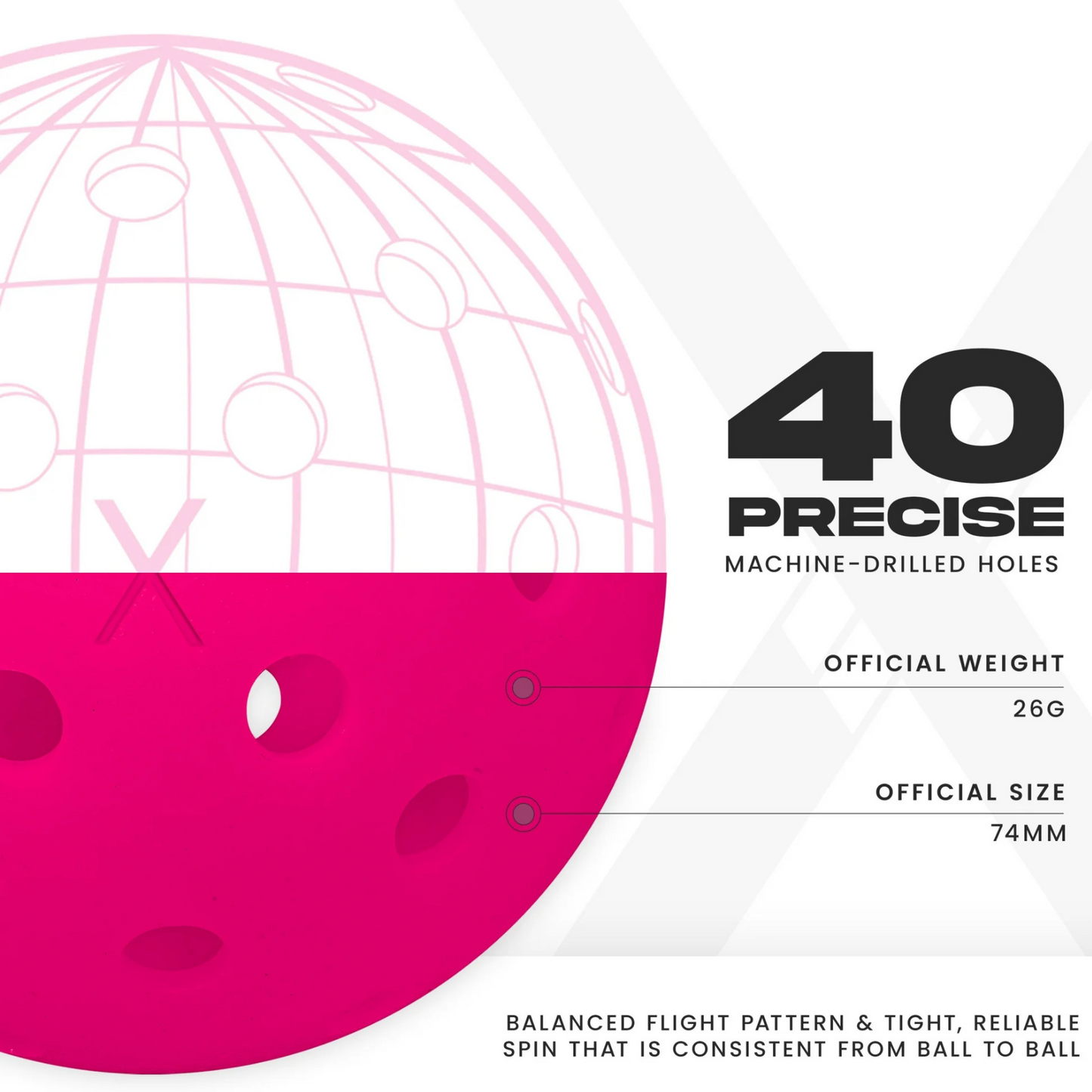 Franklin X-40 Outdoor 3 Pack Pickleballs - Pink