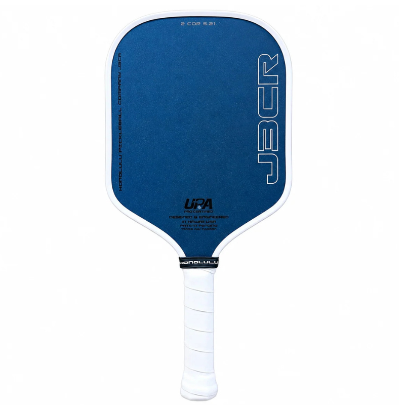 Honolulu J3CR Crystal Blue Endurance Surface Pickleball Paddle - White
