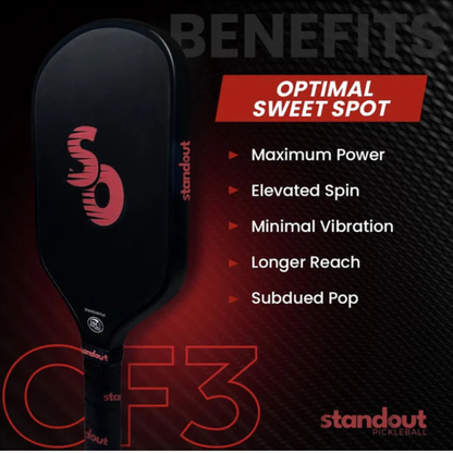 Standout CF3 14mm Pickleball Paddle - Red